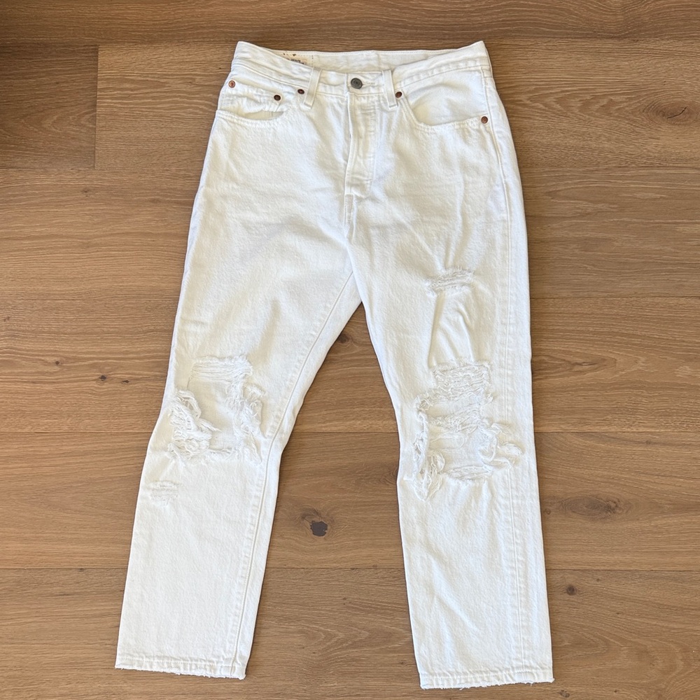 Levi's 501 White Distressed Women's Jeans